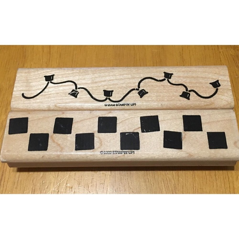 2 NEW 2002 Retired Stampin Up Borders Wood Rubber‎ Mounted Stamp